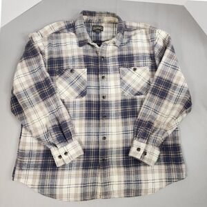 Schmidt Workwear Flannel Shirt Mens XL Blue Plaid Good Long Sleeve Cotton 0008